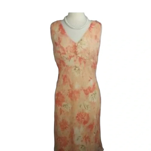 Vintage Y2K Faith Love & Passion peach and coral floral sheath midi dress - Picture 8 of 11